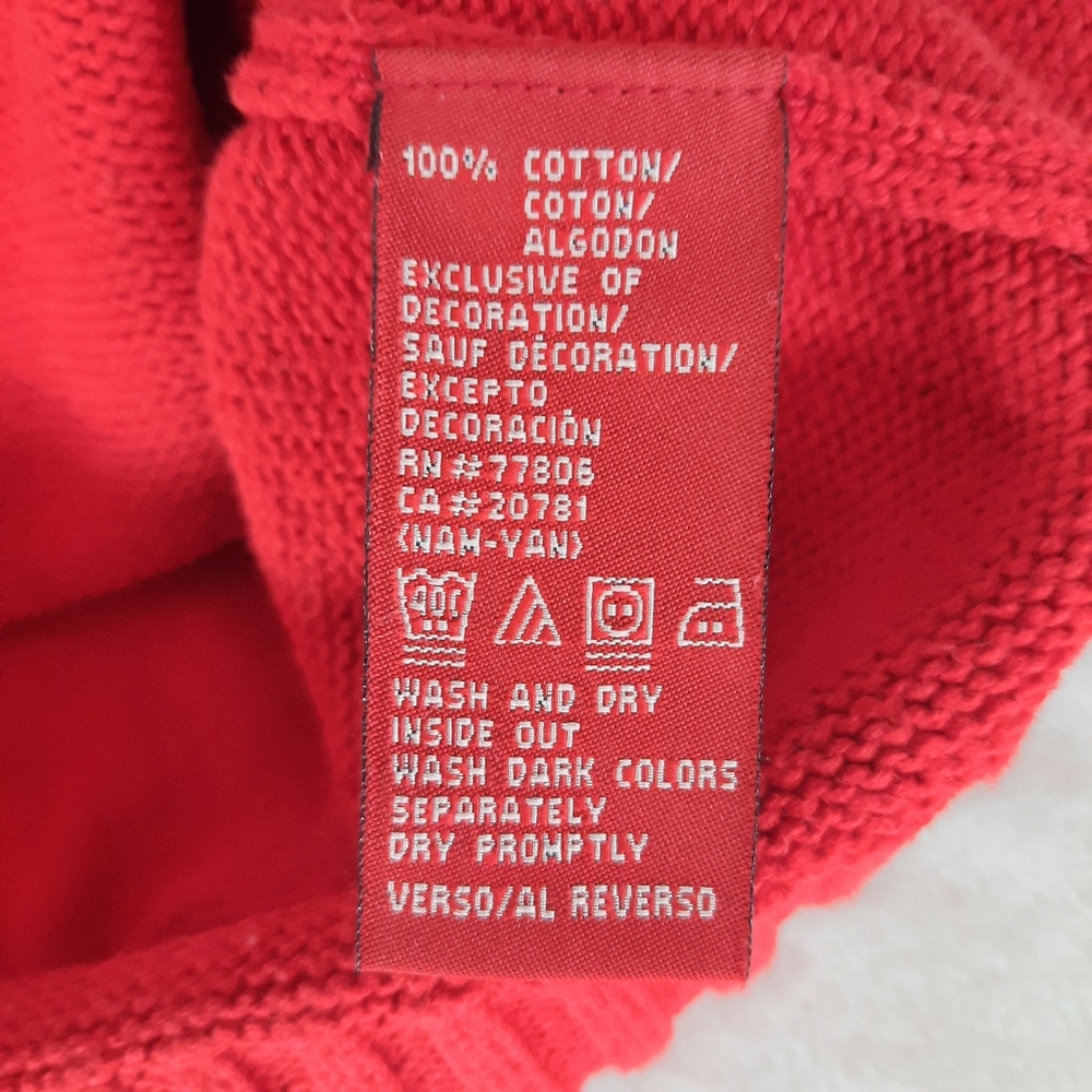 Tommy Hilfiger Chunky Red Sweater Flag Logo Mens Size Large Retro 90s - Picture 5 of 14